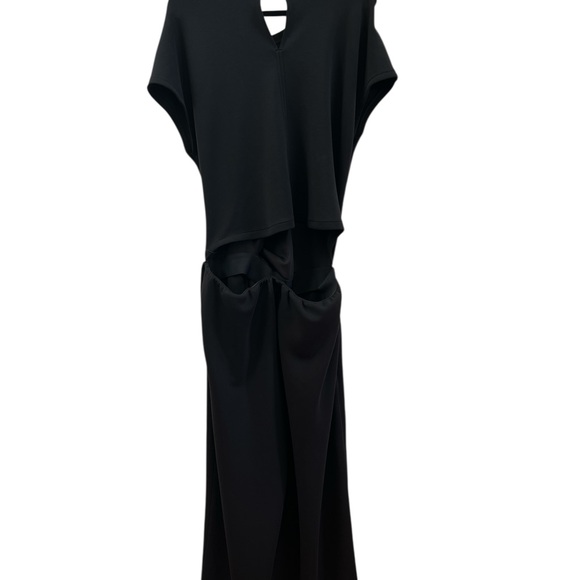 SPANX Black Wide Leg Jumpsuit Tie Waist Stretch Knit XL - Picture 6 of 6